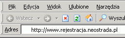 Strona rejestrcyjna Neostrady
