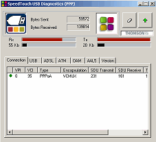 Monitor modemu po polaczeniu