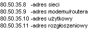 Adresy IP Internet DSL